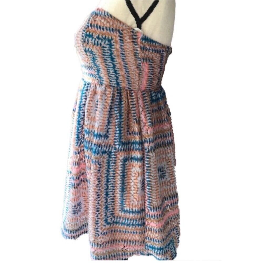 FIRE Los Angeles Strapless Dress Multicolor Aztec Boho Size Small Empire Waist - Picture 2 of 6